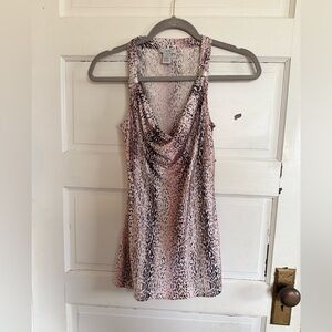 Caché Y2K Women’s Silk Top/Sz‎ XS/ Pink Cheetah Print
